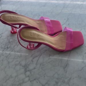 LMS Pink Acrylic Heel Slingback Sandal NWOT no box